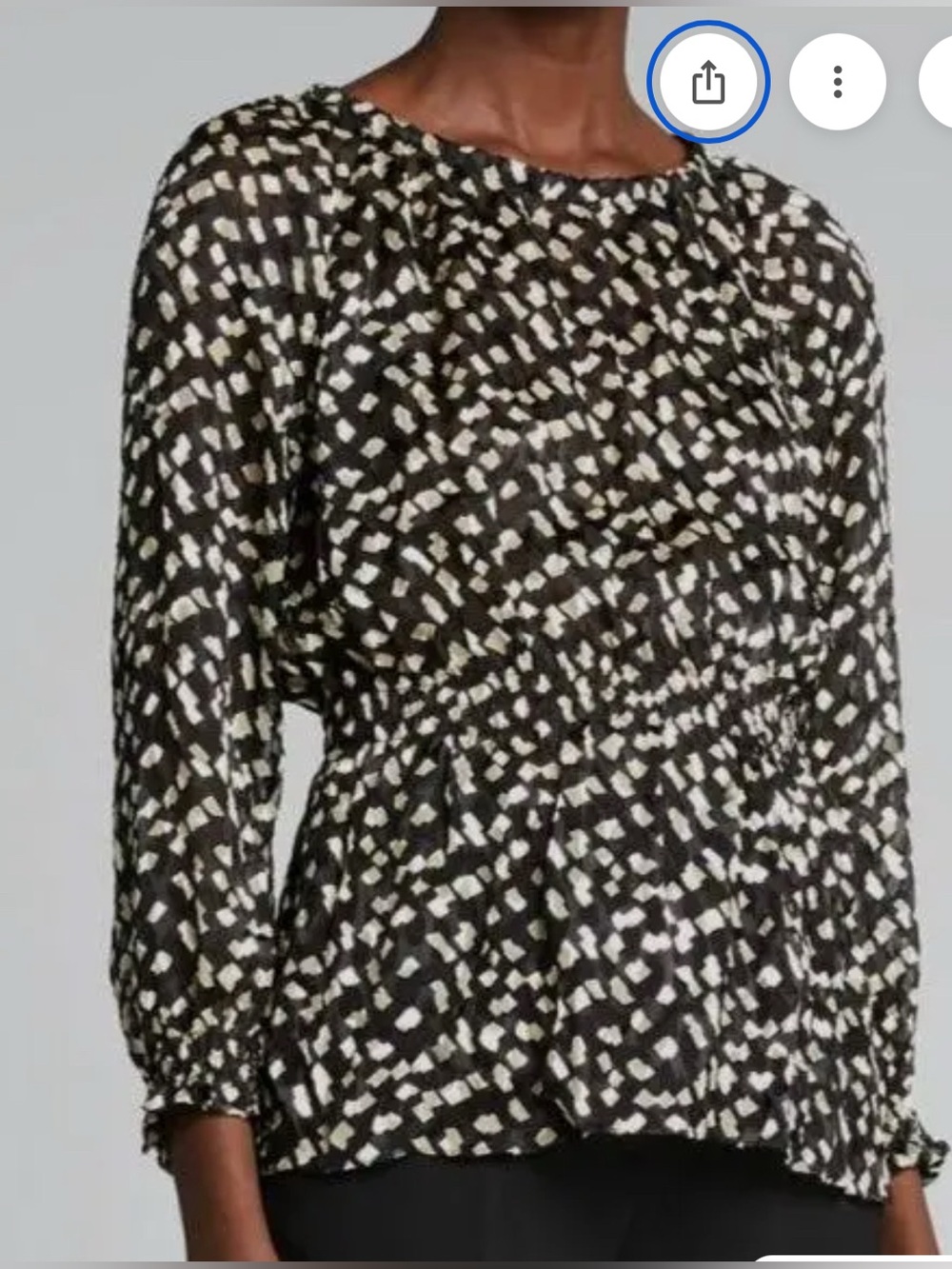 Theory Black & Cream Tie-Neck Peplum Blouse